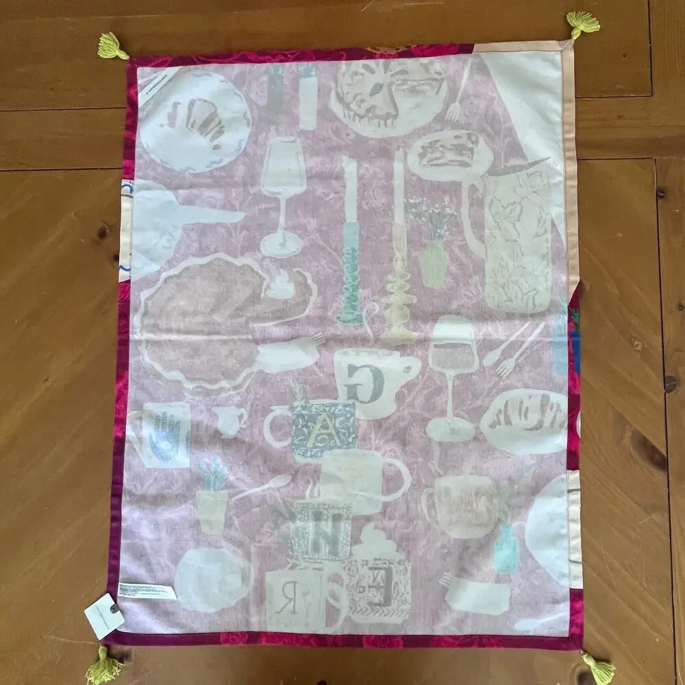 Anthropologie Gather Cotton Kitchen Towel Colorful Whimsical Thanksgiving NWT